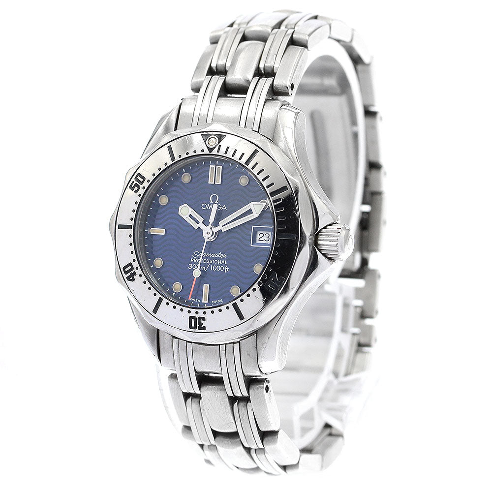 OMEGA Seamaster300 2582.80 Date Navy Dial Quartz Ladies Watch_902398