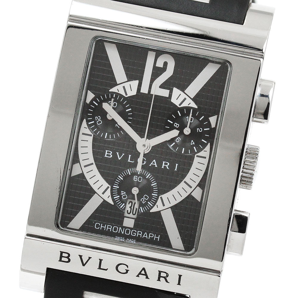 BVLGARI Rettangolo RTC49S Date Chronograph black Dial Quartz Men's Watch_902416