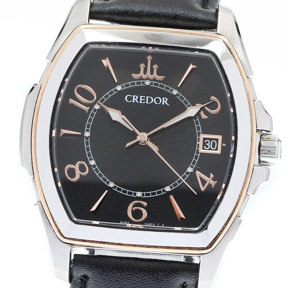 SEIKO CREDOR 8J82-0AE0/GCAX970 Date black Dial Quartz Men's Watch_902429