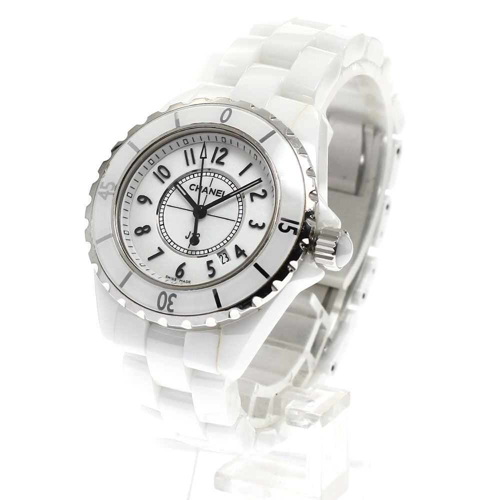 CHANEL J12 33mm H0968 White ceramic date white Dial Quartz Ladies Watch_902452