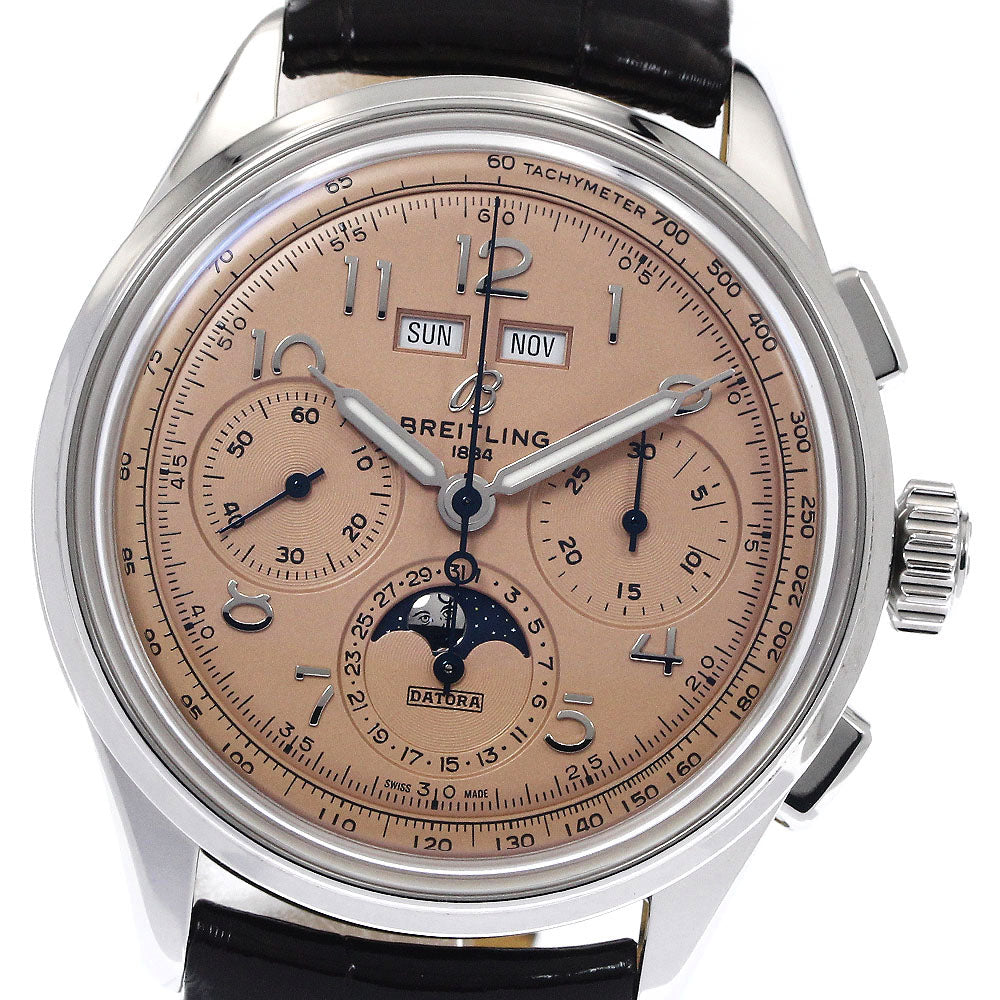 BREITLING Premier B25 Datra 42 AB2510 Triple calendar chronograph pink Dial Automatic Men's Watch_902495