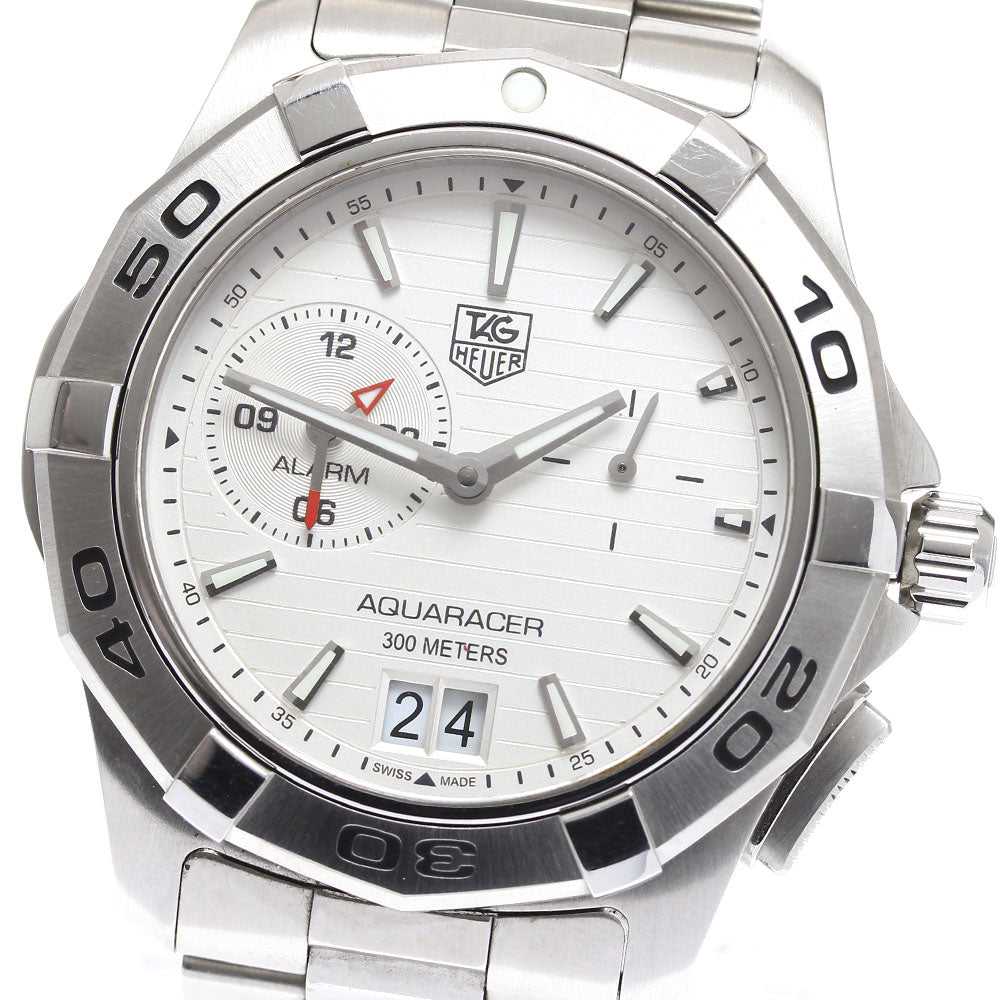 TAG HEUER Aqua racer WAP111Y Grand date alarm Silver Dial Quartz Men's Watch_902622
