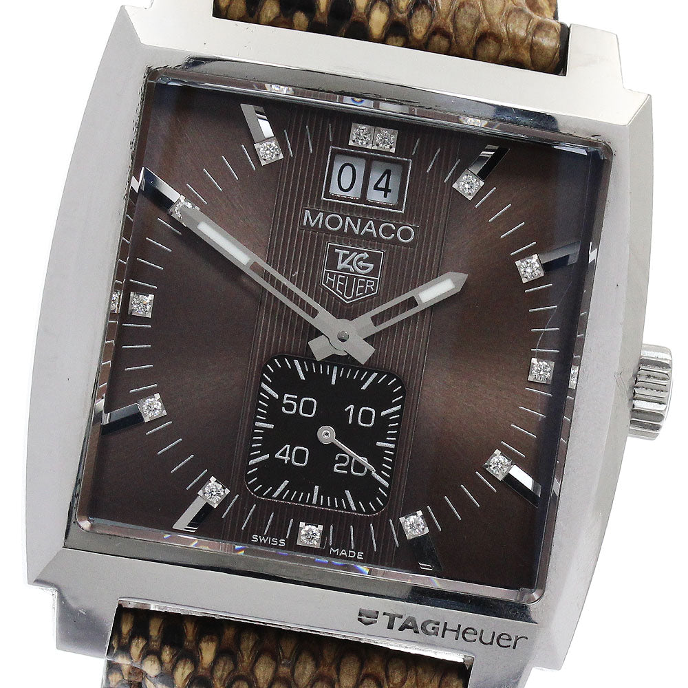 TAG HEUER Monaco WAW1315 13P diamond date Brown Dial Quartz Men's Watch_902656