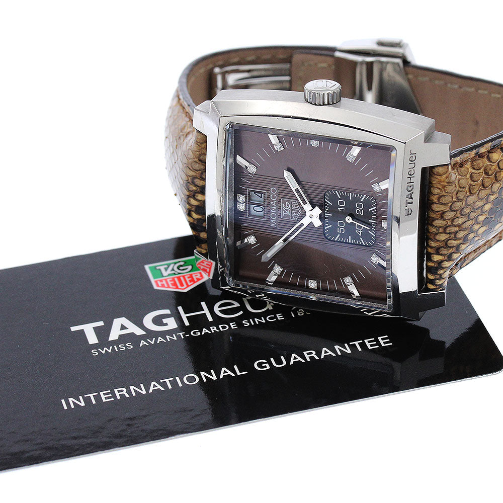 TAG HEUER Monaco WAW1315 13P diamond date Brown Dial Quartz Men's Watch_902656