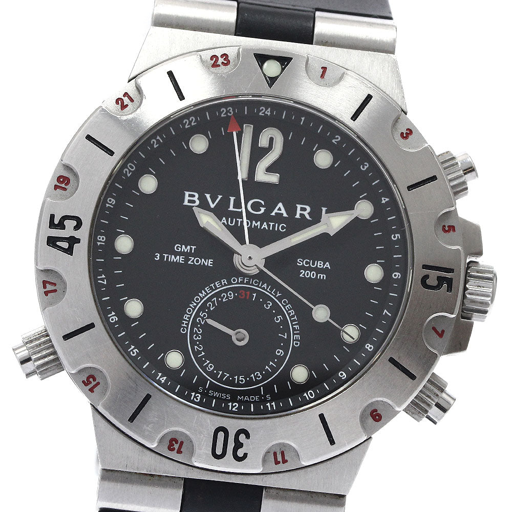 BVLGARI Diagono Scuba SD38SGMT GMT date black Dial Automatic Men's Watch_902683