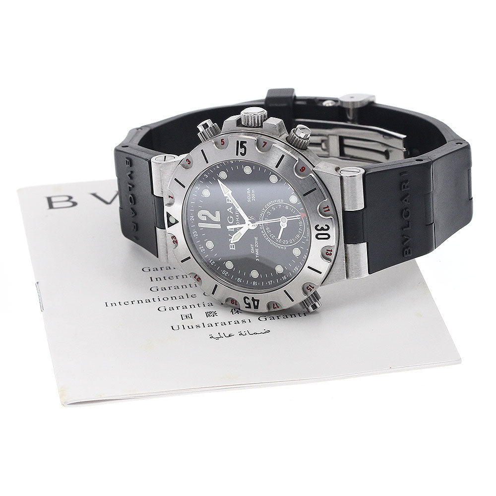 BVLGARI Diagono Scuba SD38SGMT GMT date black Dial Automatic Men's Watch_902683