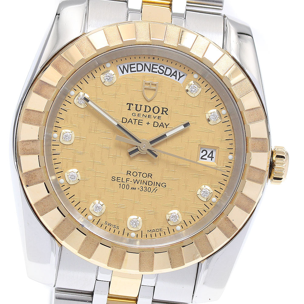 TUDOR Classic Date Day 23013 10P Diamond YG2 tone Automatic Men's Watch_902718