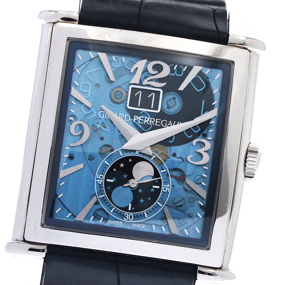 GIRARD PERREGAUX Vintage 1945 XXL Large 25882-11-421-BB4A Date Moon Phase blue Dial Automatic Men's Watch_902727