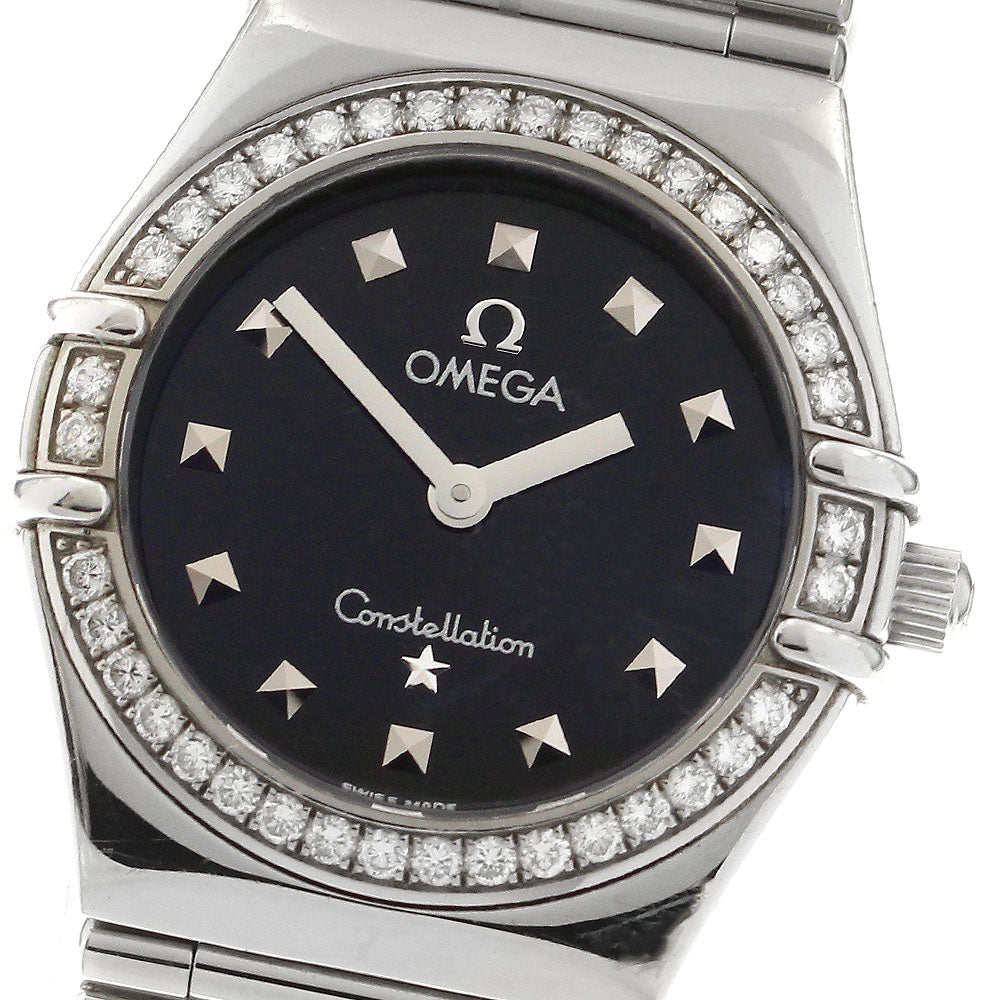 OMEGA Constellation Diamond Bezel black Dial Quartz Ladies Watch_902777