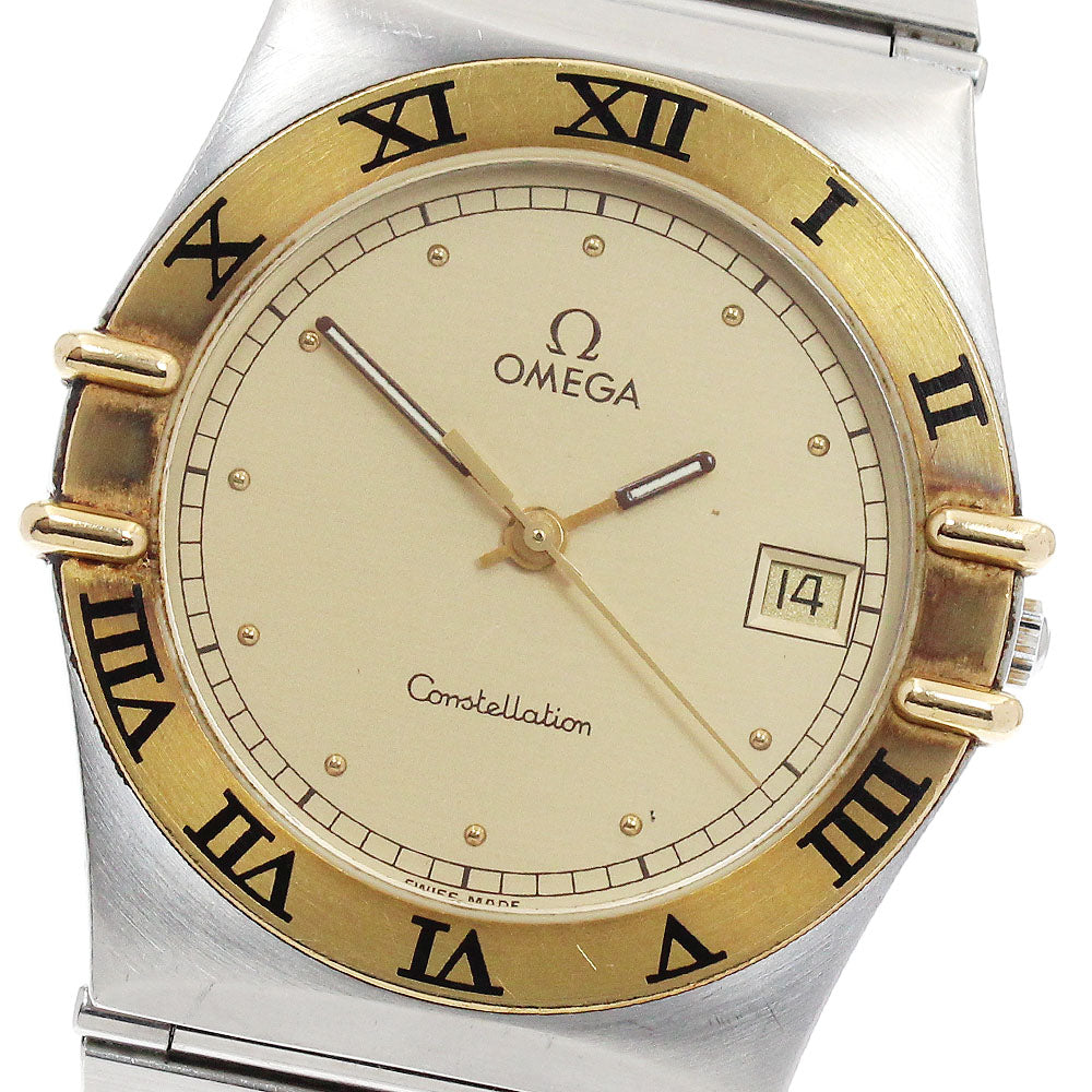 OMEGA Constellation Date YG bezel gold Dial Quartz Men's Watch_902881
