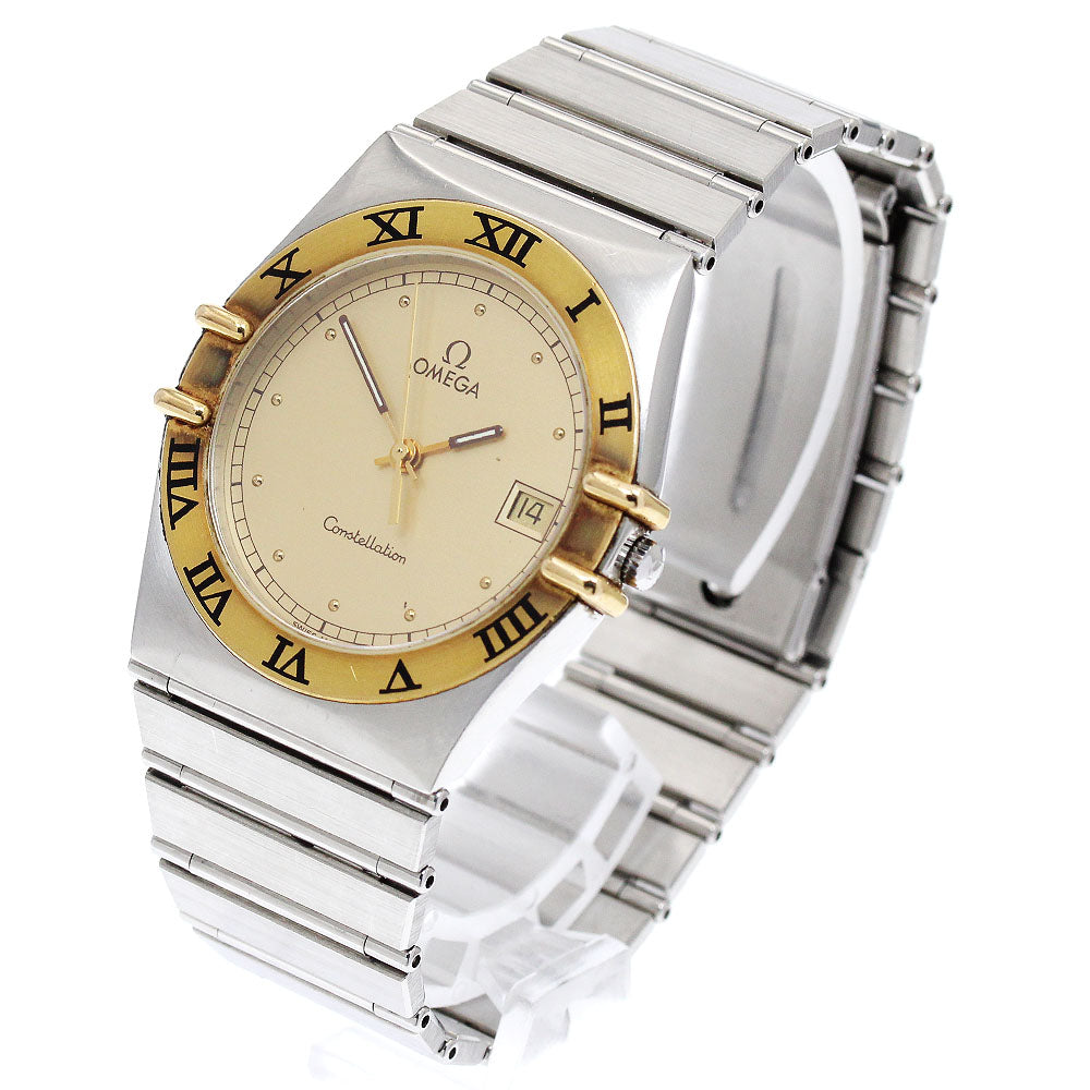 OMEGA Constellation Date YG bezel gold Dial Quartz Men's Watch_902881