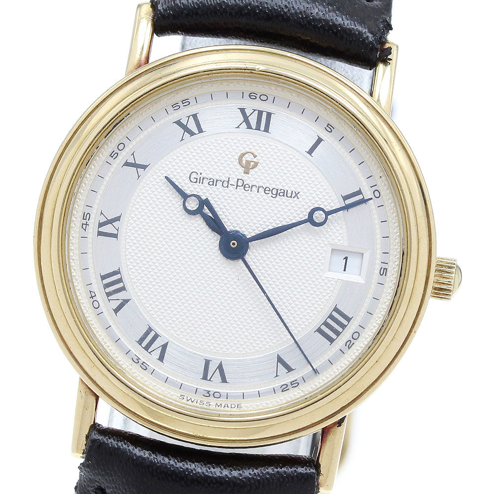 GIRARD PERREGAUX Classic 4796 K18YG date Silver Dial Quartz Men's Watch_902937