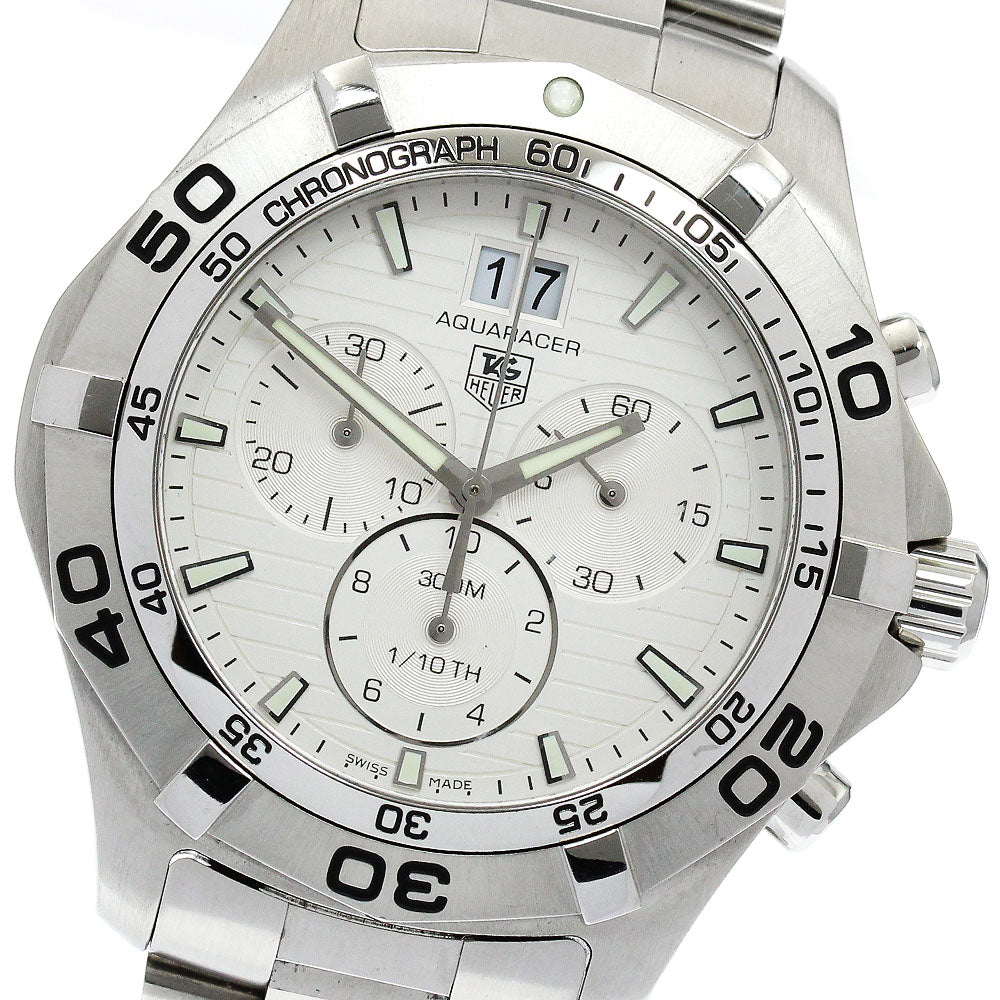TAG HEUER Aqua racer CAF101F Date Chronograph Silver Dial Quartz Men's_902969