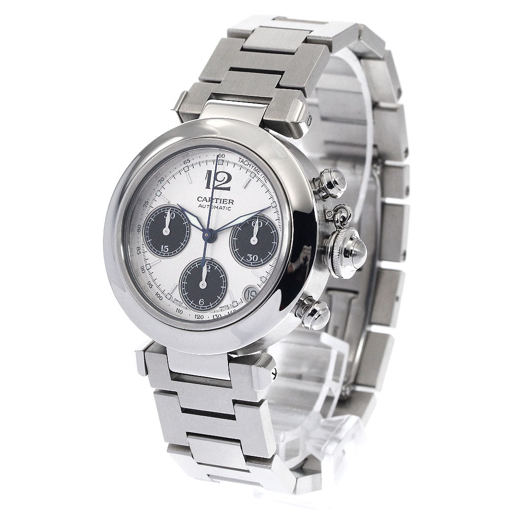 CARTIER Pasha C W31048M7 Chronograph Silver / Black Dial Automatic Boy's_902979