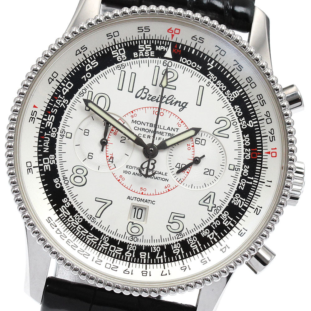 BREITLING Montbrillant 1903 Wright Brothers A35330 Chronograph Silver Dial Automatic Men's Watch_902993