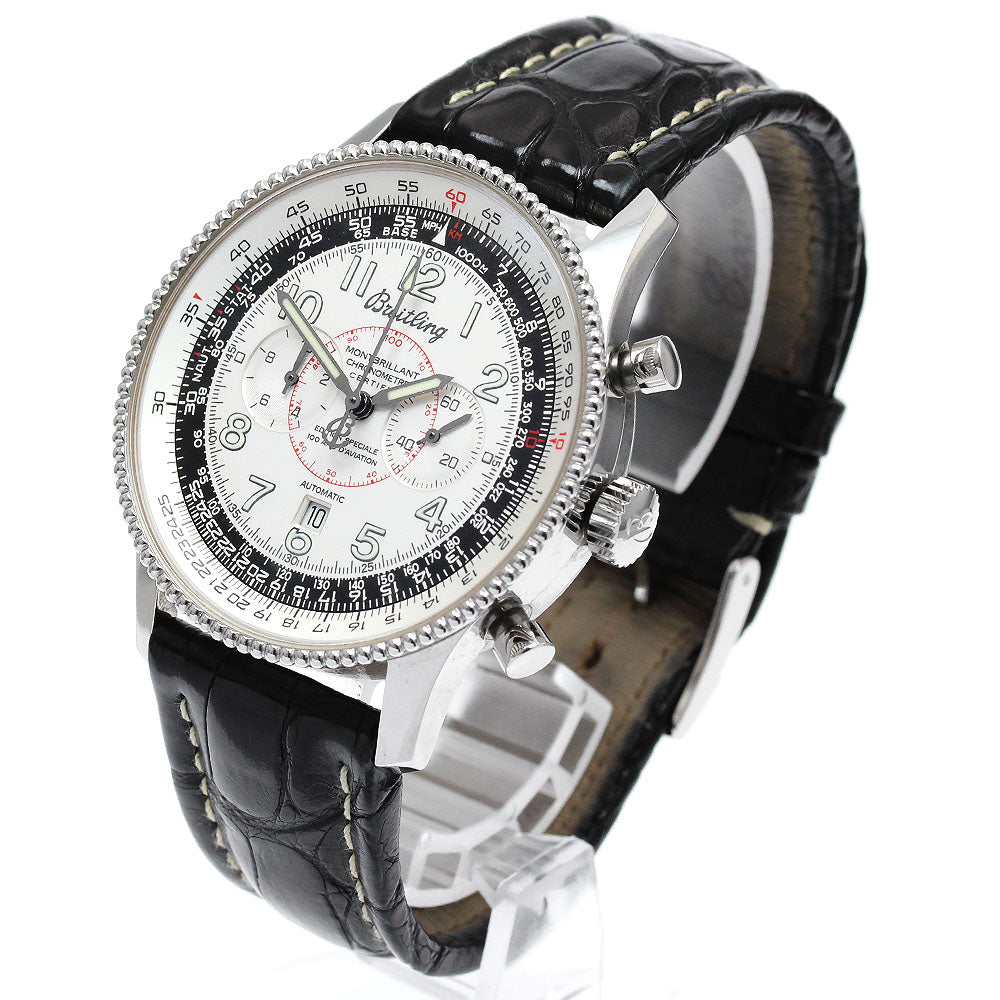 BREITLING Montbrillant 1903 Wright Brothers A35330 Chronograph Silver Dial Automatic Men's Watch_902993