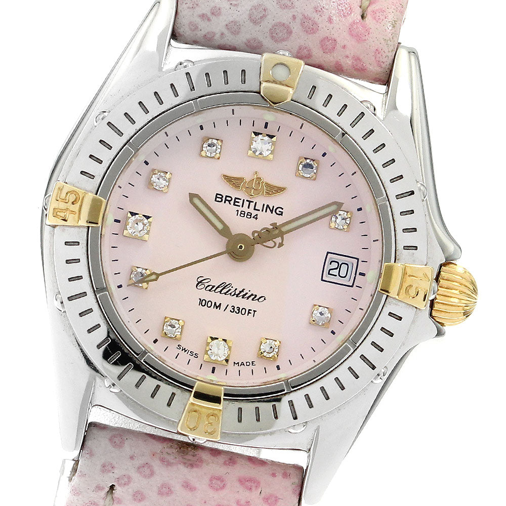 BREITLING Calistino B52345 Date pink Dial Quartz Ladies Watch_903022