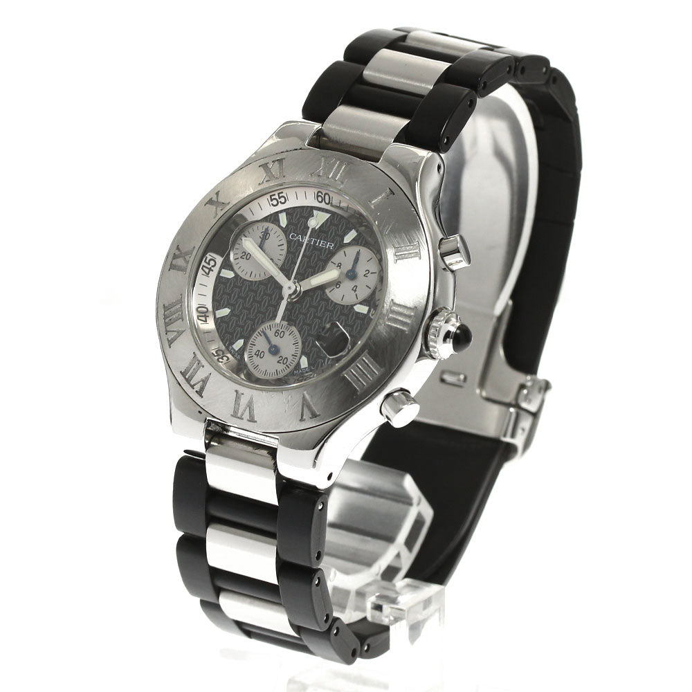 CARTIER CHRONOSCAPH W10125U2 Date Black / Silver Dial Quartz Men's Watch_903172