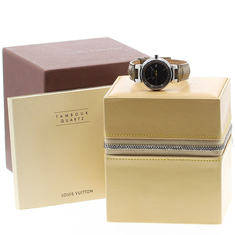 LOUIS VUITTON Tambour Q1211 Date Brown Dial Quartz Ladies Watch_903204
