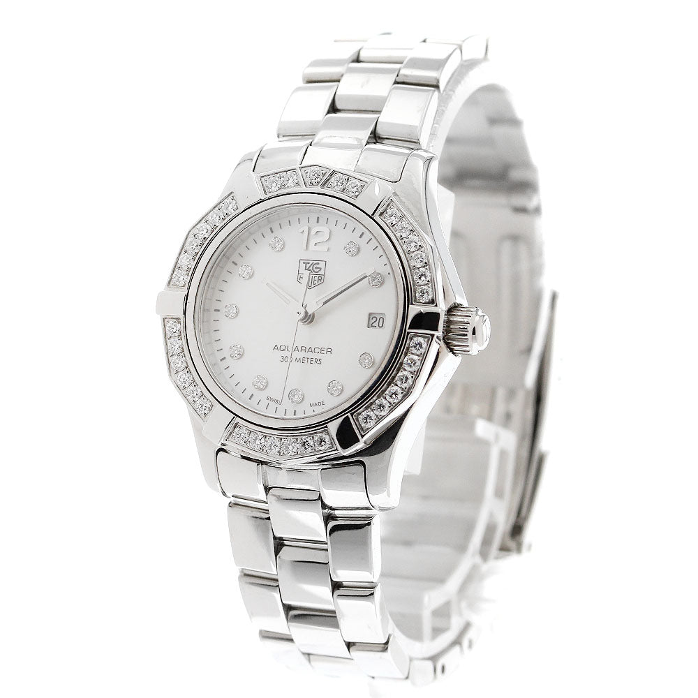 TAG HEUER Aqua racer WAF1416 Diamond Bezel White shell Dial Quartz Ladies Watch_903328