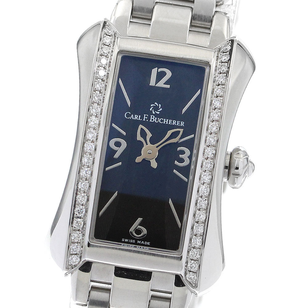 CARL F.BUCHERER Alaclea 10703.08 Diamond Bezel black Dial Quartz Ladies_903371