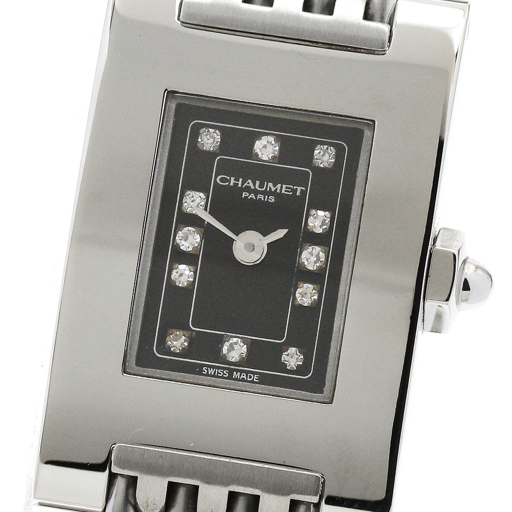 Chaumet Style rectangle 12P diamond black Dial Quartz Ladies Watch_903383