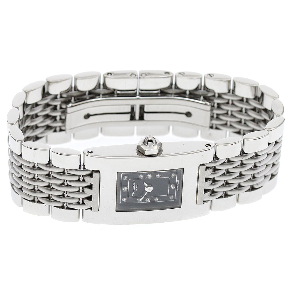 Chaumet Style rectangle 12P diamond black Dial Quartz Ladies Watch_903383