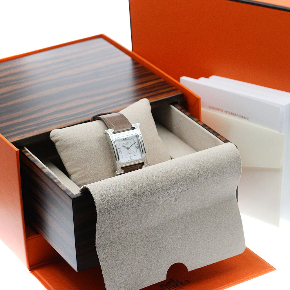 HERMES H watch HH3.530 Diamond Bezel Silver Dial Automatic Ladies Watch_903454