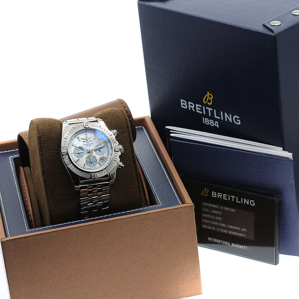 BREITLING Chronomat 44 Special Japan Limited AB0115 Date white shell/blue shell Dial Automatic Men's Watch_903599