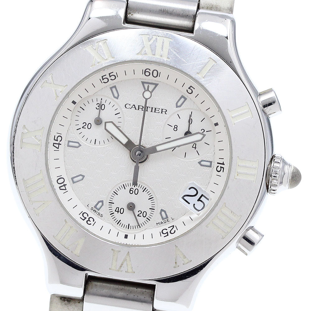 CARTIER CHRONOSCAPH W10184U2 Date Silver Dial Quartz Men's Watch_903660