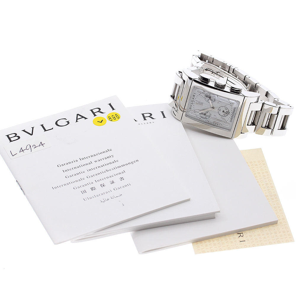 BVLGARI Rettangolo RTC49S Date Chronograph white Dial Quartz Men's Watch_903780