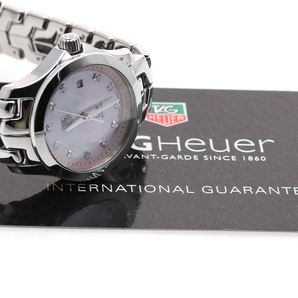 TAG HEUER Link WJF131B Date 11P diamond Pink shell Dial Quartz Ladies Watch_903879