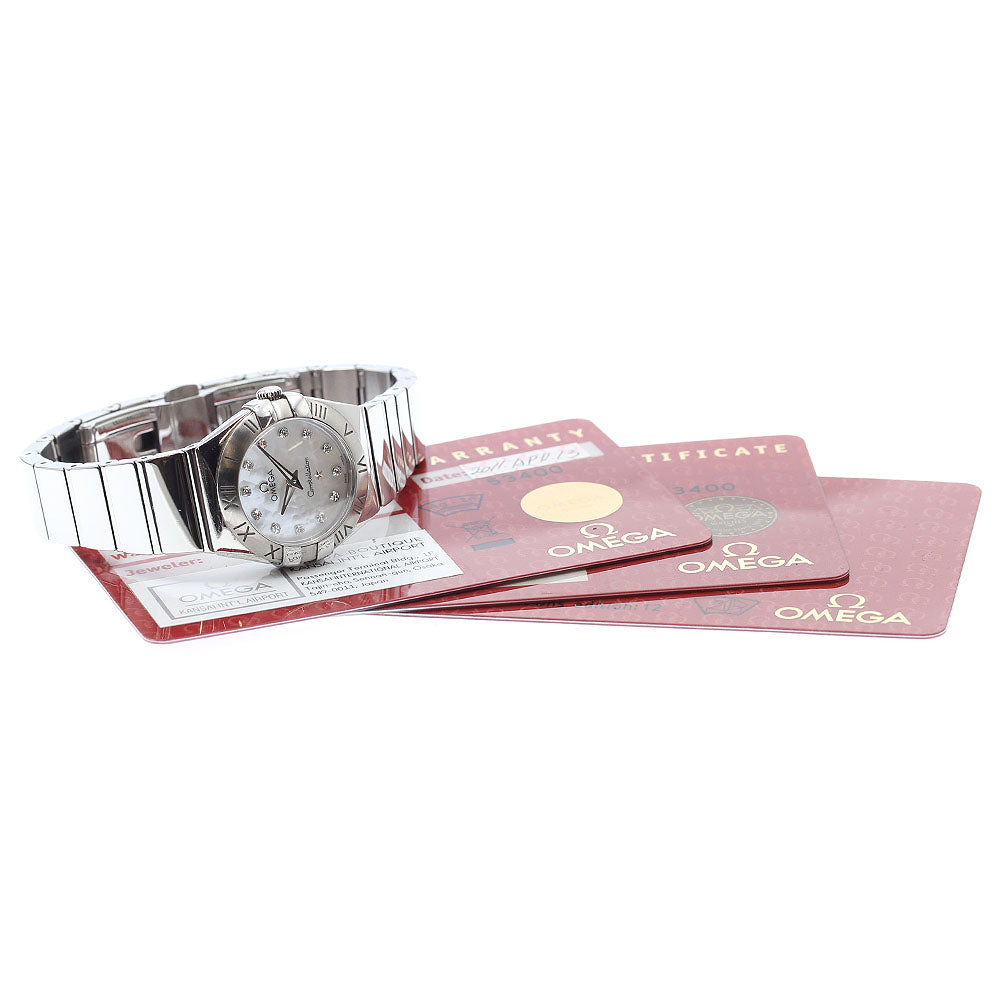 OMEGA Constellation polish 123.10.24.60.55.002 12P diamond White shell Dial Quartz Ladies Watch_903887