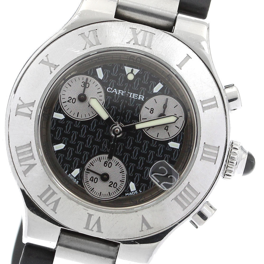 CARTIER CHRONOSCAPH W10198U2 Date black Dial Quartz Ladies Watch_904326