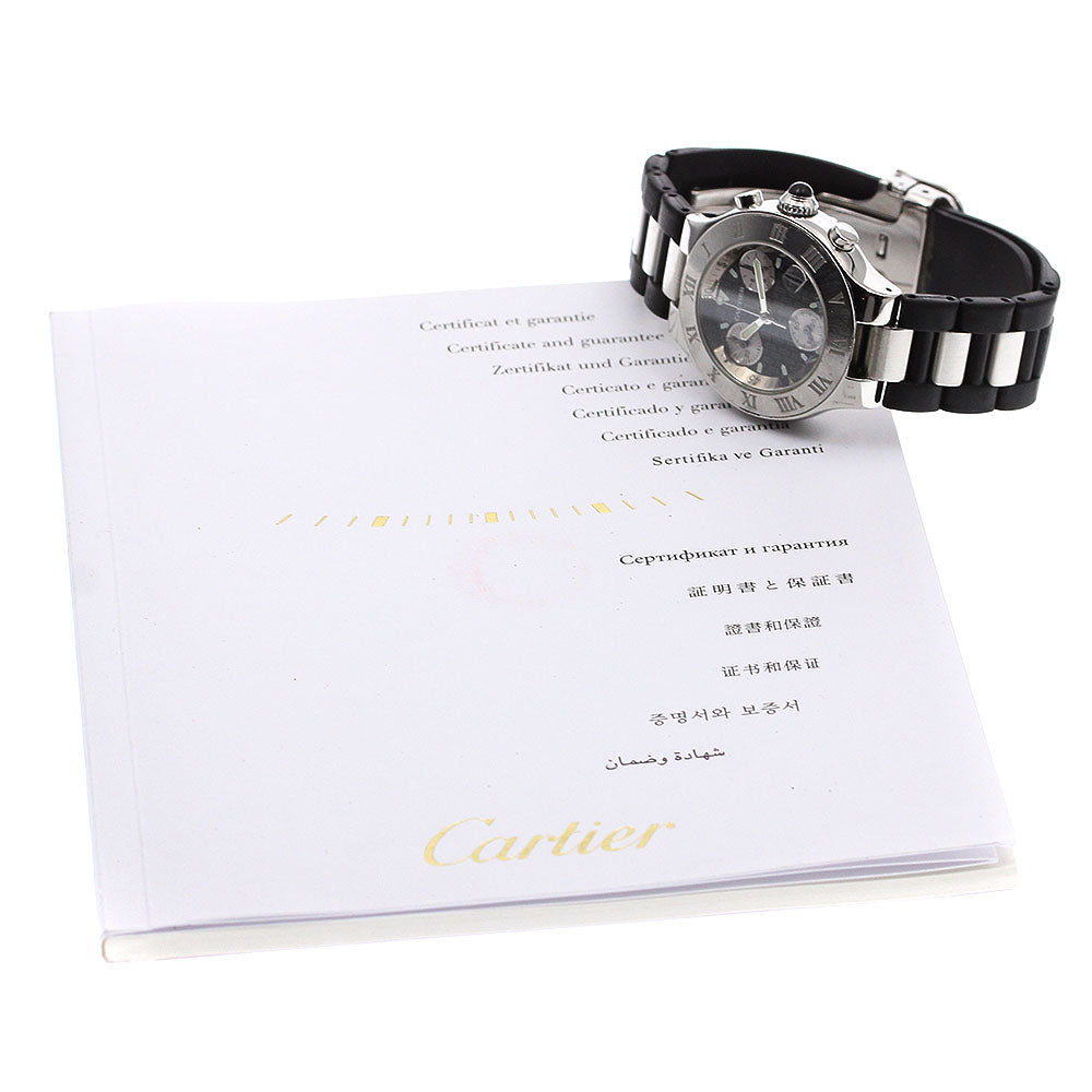 CARTIER CHRONOSCAPH W10198U2 Date black Dial Quartz Ladies Watch_904326