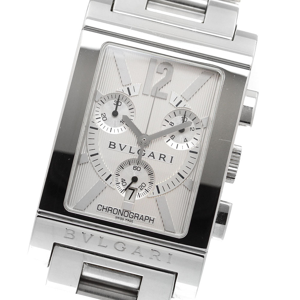 BVLGARI Rettangolo RTC49S Chronograph Silver Dial Quartz Men's Watch_904338