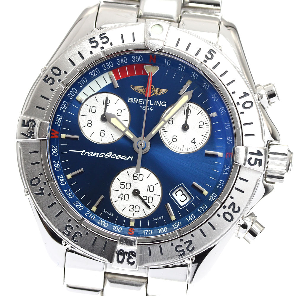 BREITLING Transocean A53340 Chronograph blue Dial Quartz Men's Watch_904378