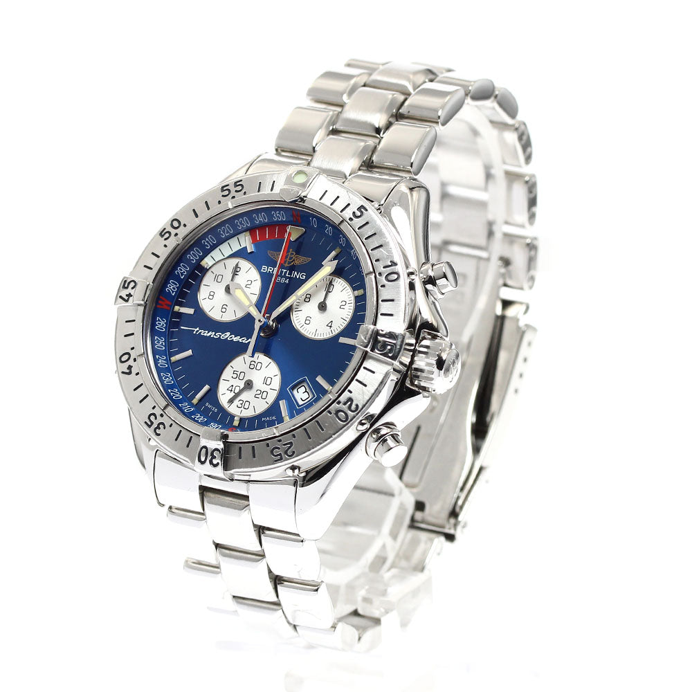 BREITLING Transocean A53340 Chronograph blue Dial Quartz Men's Watch_904378
