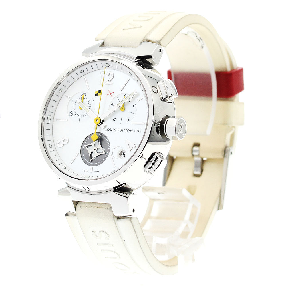 LOUIS VUITTON Tambour Q11BA Date Chronograph White shell Dial Quartz Men's Watch_904607