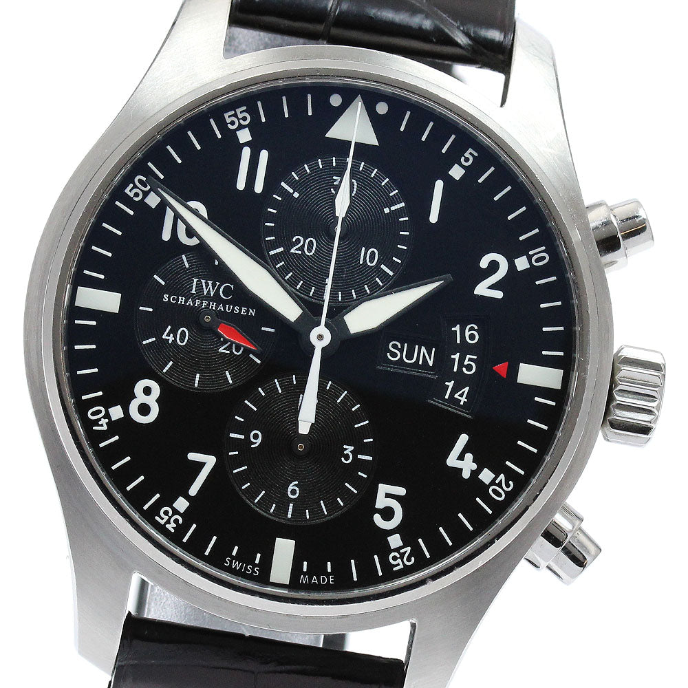 IWC SCHAFFHAUSEN Pilot watch IW377701 Chronograph day date black Dial Automatic Men's Watch_904637