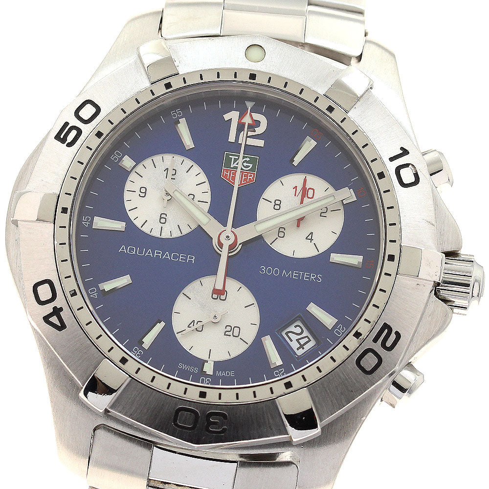 TAG HEUER Aqua racer CAF1112 Chronograph Blue / Silver Dial Quartz Men's_904685