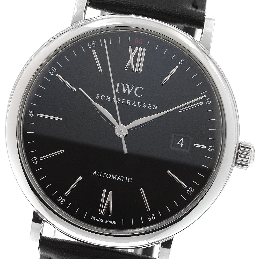 IWC SCHAFFHAUSEN Portofino IW356502 Date Black Dial Automatic Men's Watch_904694
