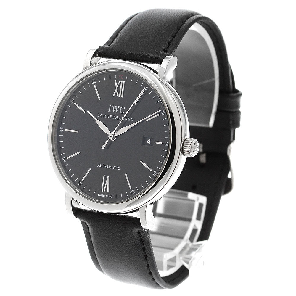 IWC SCHAFFHAUSEN Portofino IW356502 Date Black Dial Automatic Men's Watch_904694
