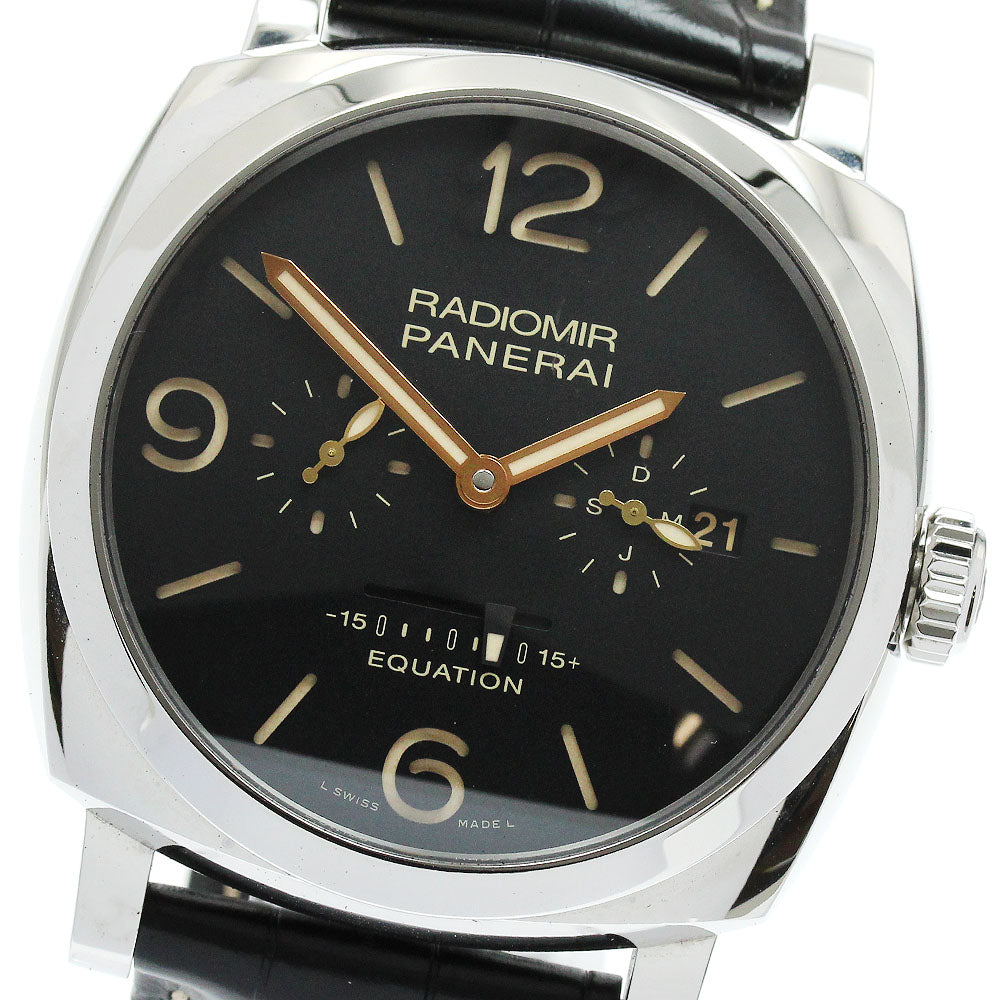 PANERAI Radiomir 1940 Equation of Time 8 Days Acciaio PAM00516 Power reserve small seconds black Dial Hand Winding Men's Watch_904735