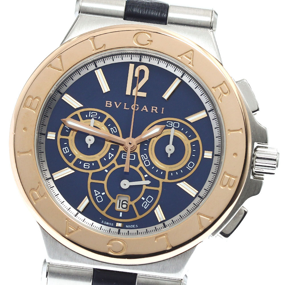 BVLGARI Diagono Caribillo 303 DGP42SGCH/DG42C3SPGLDCH Chronograph Navy Dial Automatic Men's Watch_904750