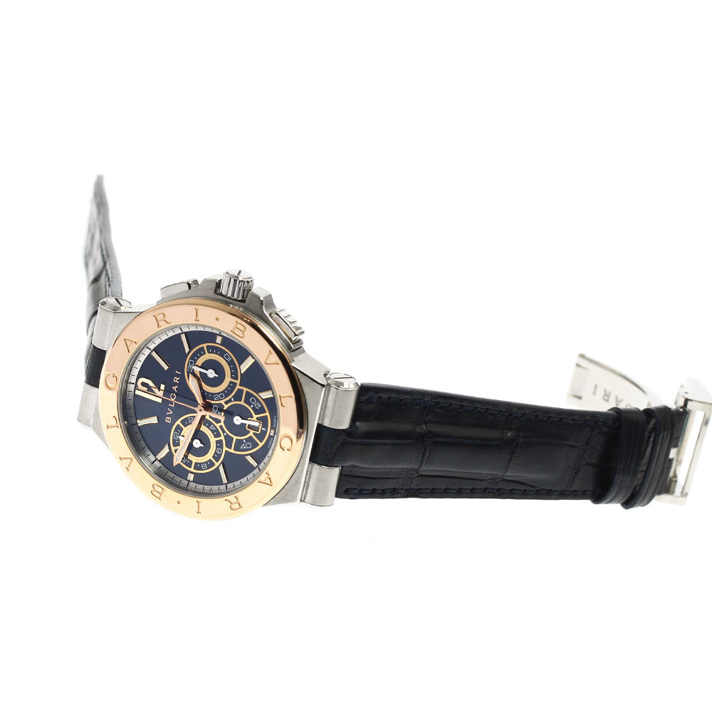 BVLGARI Diagono Caribillo 303 DGP42SGCH/DG42C3SPGLDCH Chronograph Navy Dial Automatic Men's Watch_904750