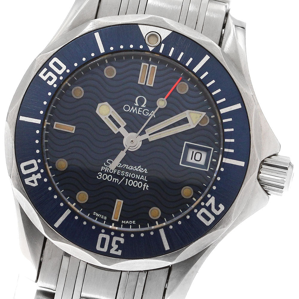 OMEGA Seamaster300 2583.80 Date Navy Dial Quartz Ladies Watch_904805