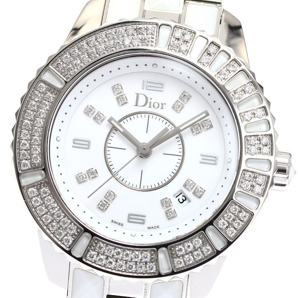 Dior crystal CD113118 Diamond Bezel white Dial Quartz Ladies Watch_904961