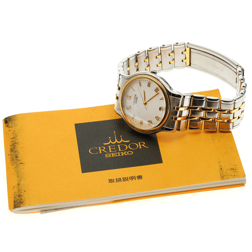SEIKO CREDOR 8J86-6A00 Date K18YGBezel Silver Dial Quartz Men's Watch_904967