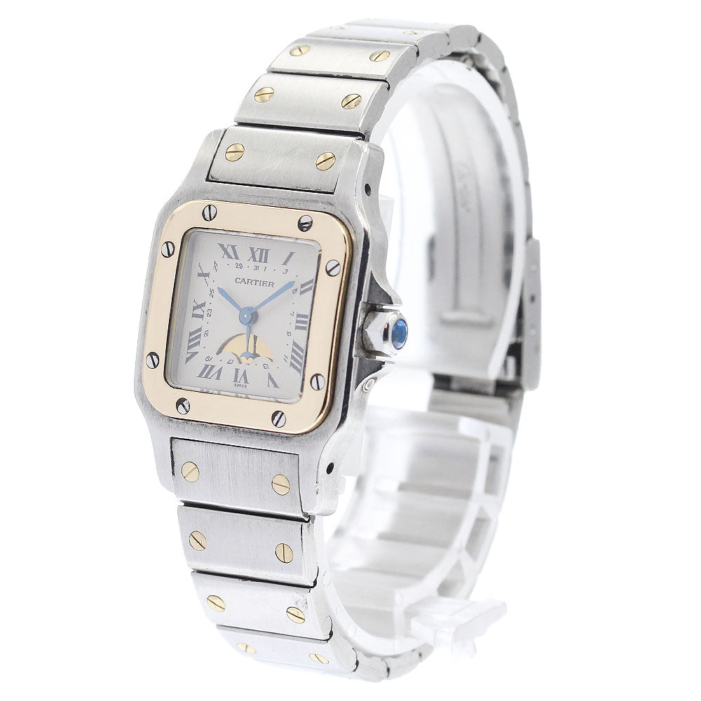 CARTIER Santos Galbee SM W20008C4 YG2 tone moon phase Quartz Ladies Watch_905016